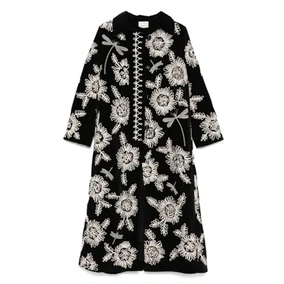 Forte Forte Embroidered Long Coat In Black