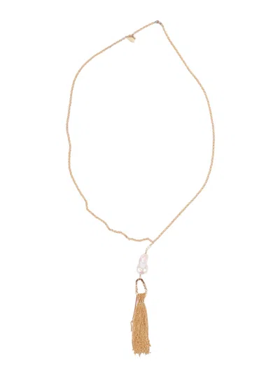 Forte Forte Collana Scultura Con Frange E Perla In Gold