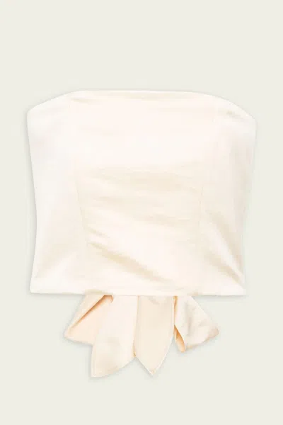 Forte Forte Contemporary Duchesse Sash Bustier In Ivory In White