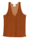 Forte Forte Contrast-fabric Scoop-neck Top In Brown
