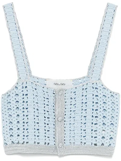 Forte Forte Contrast-trim Top In Blue