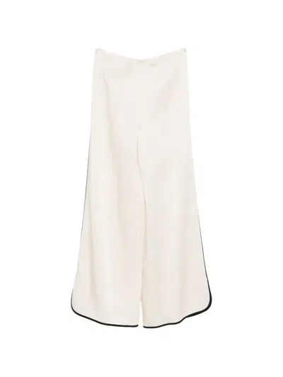 Forte Forte Pantalone Cropped Shiny Envers Satin In Neutral