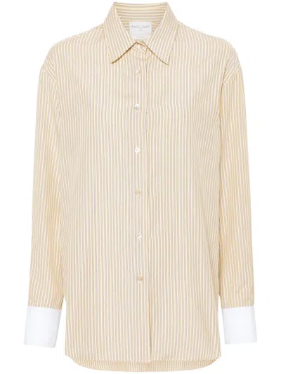 Forte Forte Contrasting-cuffs Striped Shirt In Neutral