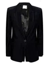 Forte Forte Velvet Blazer With Notched Lapel And Front Pockets In Black