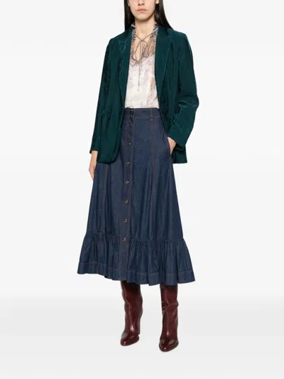 Forte Forte Velvet Single Breasted Tailored Jacket In Green