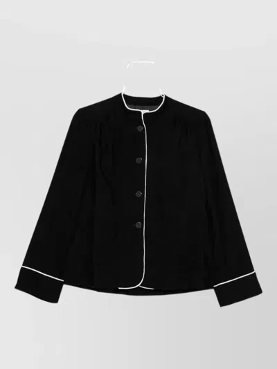 Forte Forte Corduroy Stand Collar Jacket Contrast Piping In Black