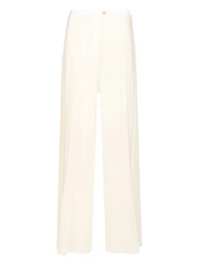 Forte Forte Co/se Voile Flared Pants Satin Details In White