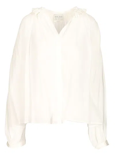 Forte Forte Co/se Voile Fringed Bohemian Shirt In Violet
