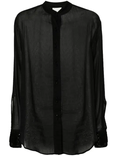 Forte Forte Cotton And Silk Blend Shirt In F45m.8018 Nero