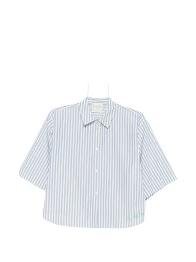 Forte Forte Cotton Blend Boxy Shirt In Blue
