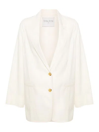 Forte Forte Cotton Blend Oversized Jacket In White