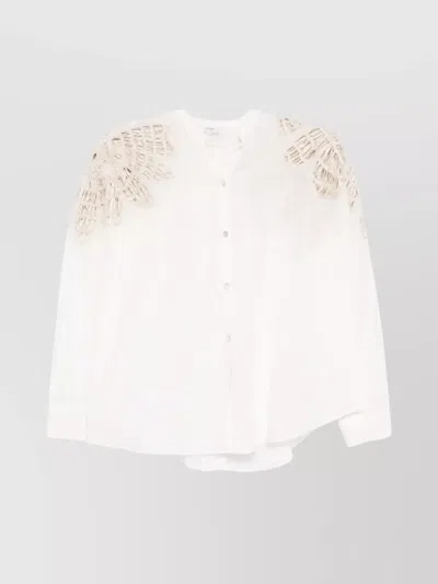 Forte Forte Cotton Blend Shirt With Embroidered Lace Detailing