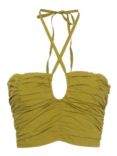 Forte Forte Ruffled Halterneck Top In Brown