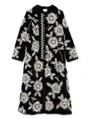 Forte Forte Long Coat With Floral Embroidery And Pockets In Multi