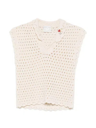 Forte Forte Cotton Crochet Top  In Multi