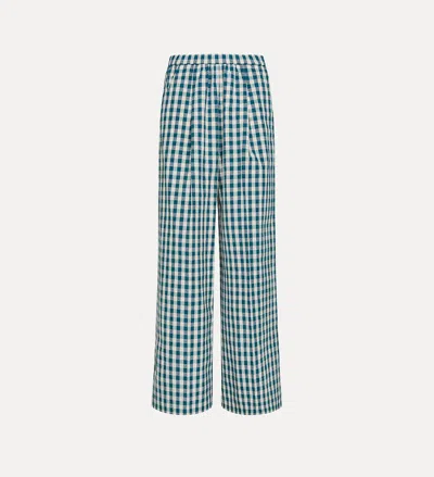 Forte Forte Cotton Gingham Wide Leg Pants In Blue