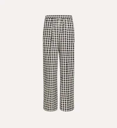 Forte Forte Cotton Gingham Wide Leg Pants In Black
