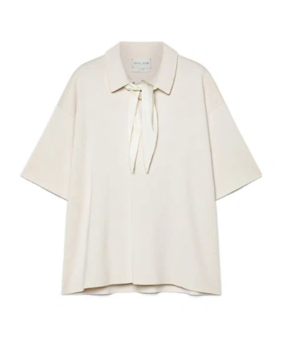 Forte Forte Cotton Polo Shirt In Fabric Stitch In White