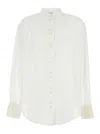 FORTE FORTE WHITE SHIRT WITH PEARLS DETAILS IN COTTON AND SILK WOMAN
