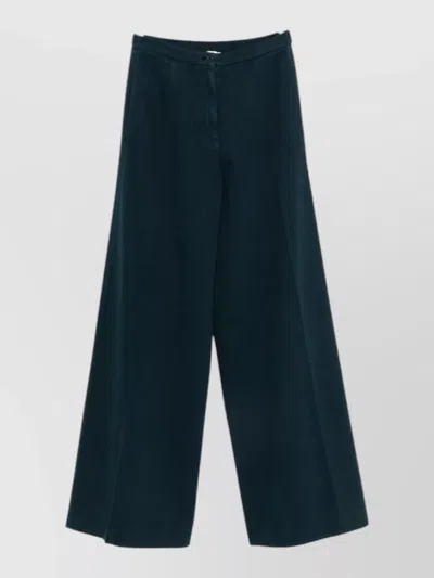Forte Forte Cotton Trousers Wide Leg Elasticated Waist In Black