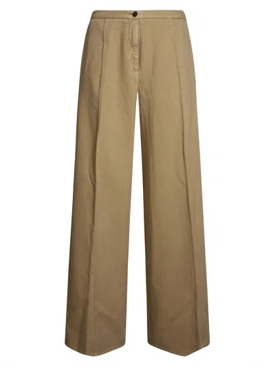 Forte Forte Cotton Twill Wide Leg Fluid Trousers In Brown