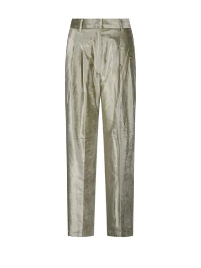 Forte Forte Cotton Viscose Stretch Velvet Pinces Pant In Green