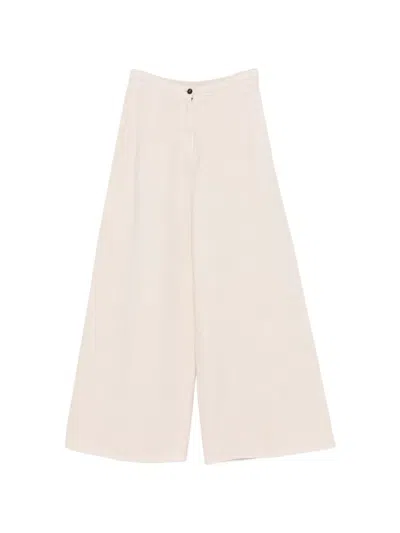 Forte Forte Cotton Wide-leg Trousers In Neutral