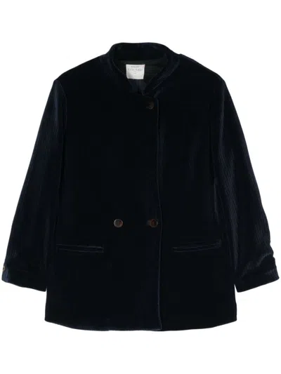 Forte Forte Double-breasted Corduroy Blazer In Blue
