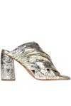 Forte Forte 100mm Crinkled Leather Mules In Silver