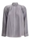 Forte Forte Crater-collar Shirt In Habotai Silk In Gray