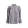 Forte Forte Crater-collar Shirt In Habotai Silk In Gray
