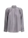 Forte Forte Crater-collar Shirt In Habotai Silk In Gray