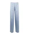 Forte Forte High Waist Satin Wide Leg Trousers In Blue