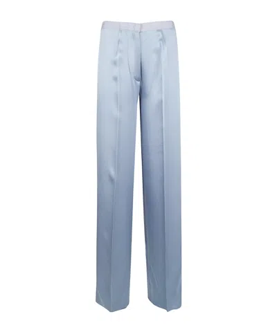 Forte Forte High Waist Satin Wide Leg Trousers In Blue