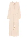 Forte Forte Long Dress With Pleated Design And Belt In Neutral
