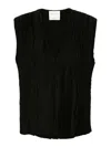 Forte Forte Pleated V-neck Sleeveless Top In Black