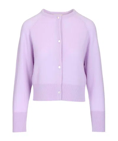 Forte Forte Crew Neck Buttoned Cardigan In Purple