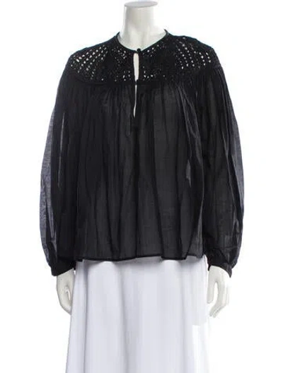 Pre-owned Forte Forte Crew Neck Long Sleeve Blouse W/ Tags In Black