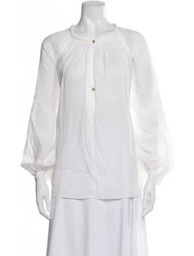 Pre-owned Forte Forte Crew Neck Long Sleeve Blouse In White