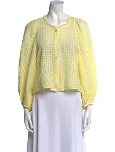 Pre-owned Forte Forte Crew Neck Long Sleeve Crop Top In Yellow