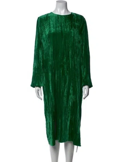 Pre-owned Forte Forte Crew Neck Midi Length Dress In Green