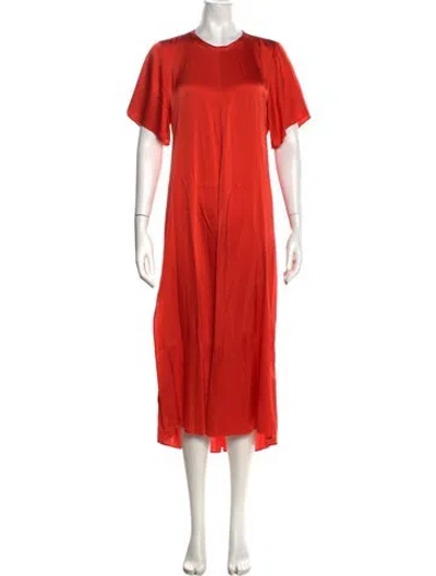 Pre-owned Forte Forte Crew Neck Midi Length Dress In Red