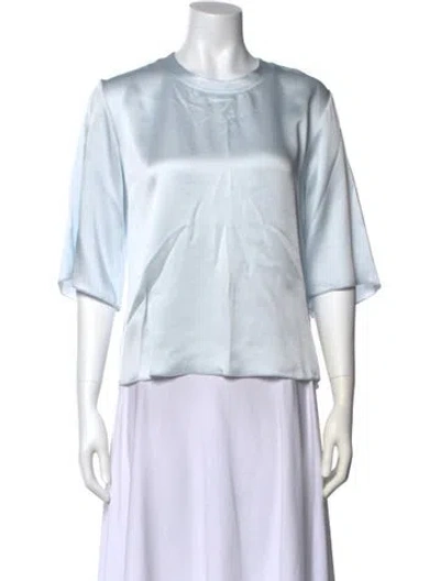 Pre-owned Forte Forte Crew Neck Short Sleeve Blouse In Blue