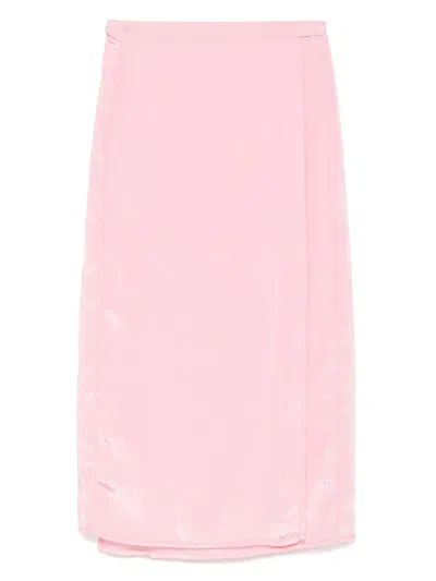 Forte Forte Crinkled Midi Skirt In Pink