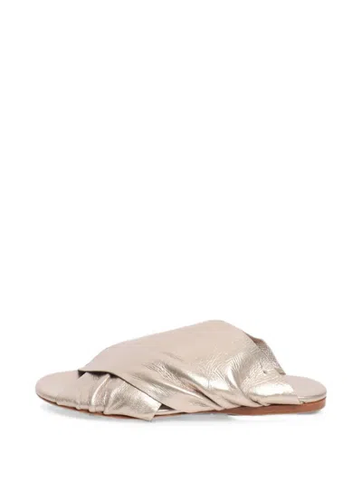 Pre-owned Forte Forte Criss-cross Sandals In Gold