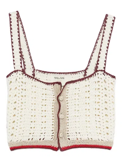 Forte Forte Crochet Button Top In Neutral