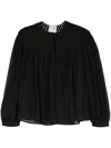 Forte Forte Crochet-panel Cotton Blouse In Black