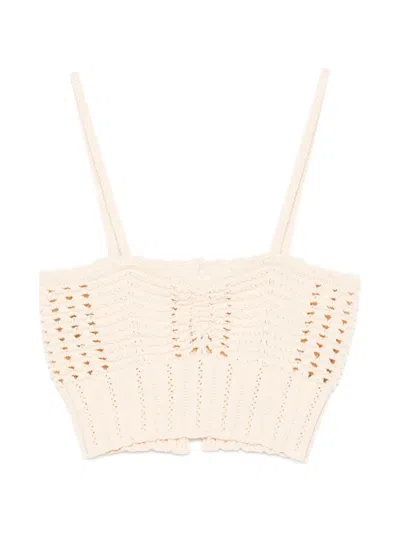 Forte Forte Knitted Bralette Top Open Back In Neutral