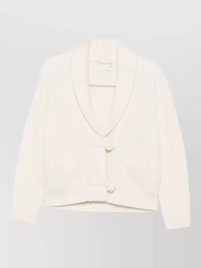 Forte Forte Cropped Cashmere Blend Shawl Collar Cardigan In Neutral