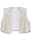 Forte Forte Cropped Knit Vest With Textured Surface And Sequin Trim